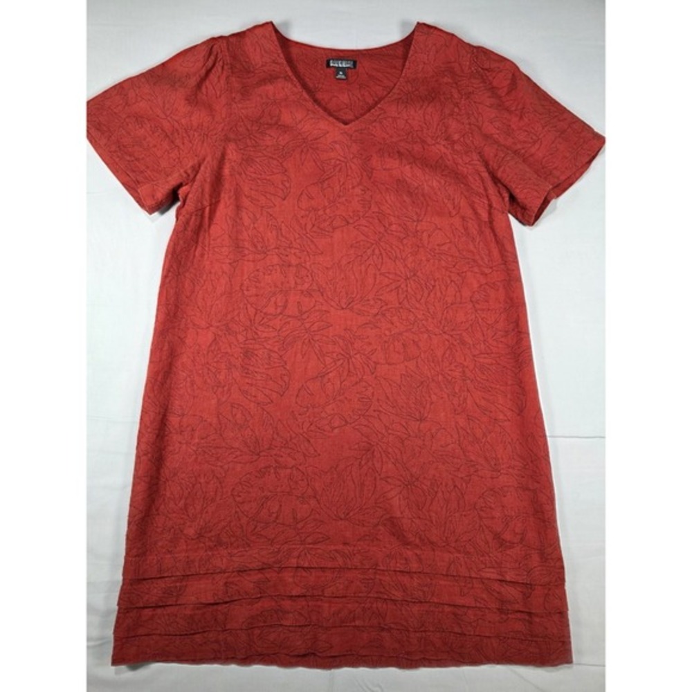 Nicole Miller Red Short Sleeve Midi Dress
